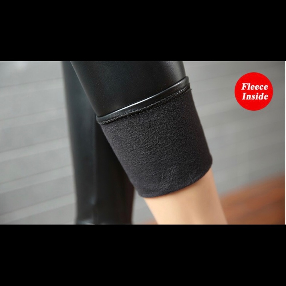 FLEECE LINED VEGAN LEATHER LEGGINGS - Picture 5 of 8
